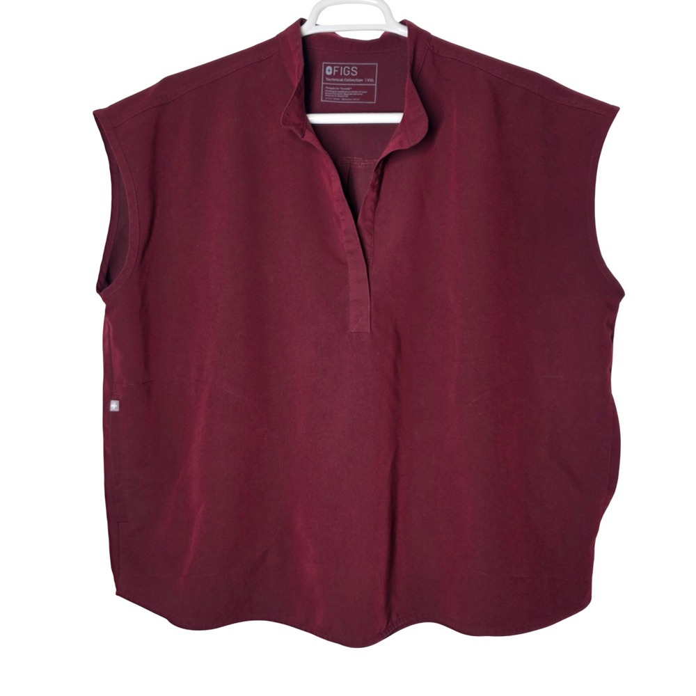 Figs Technical Collection Sleeveless Scrub Top XXL Burgundy WXXSW1003 Maroon